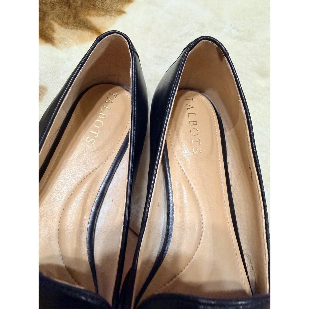 Talbots Black Leather Twisted Vamp Loafers Almond Toe Flats Womens Size 8M - Picture 4 of 5